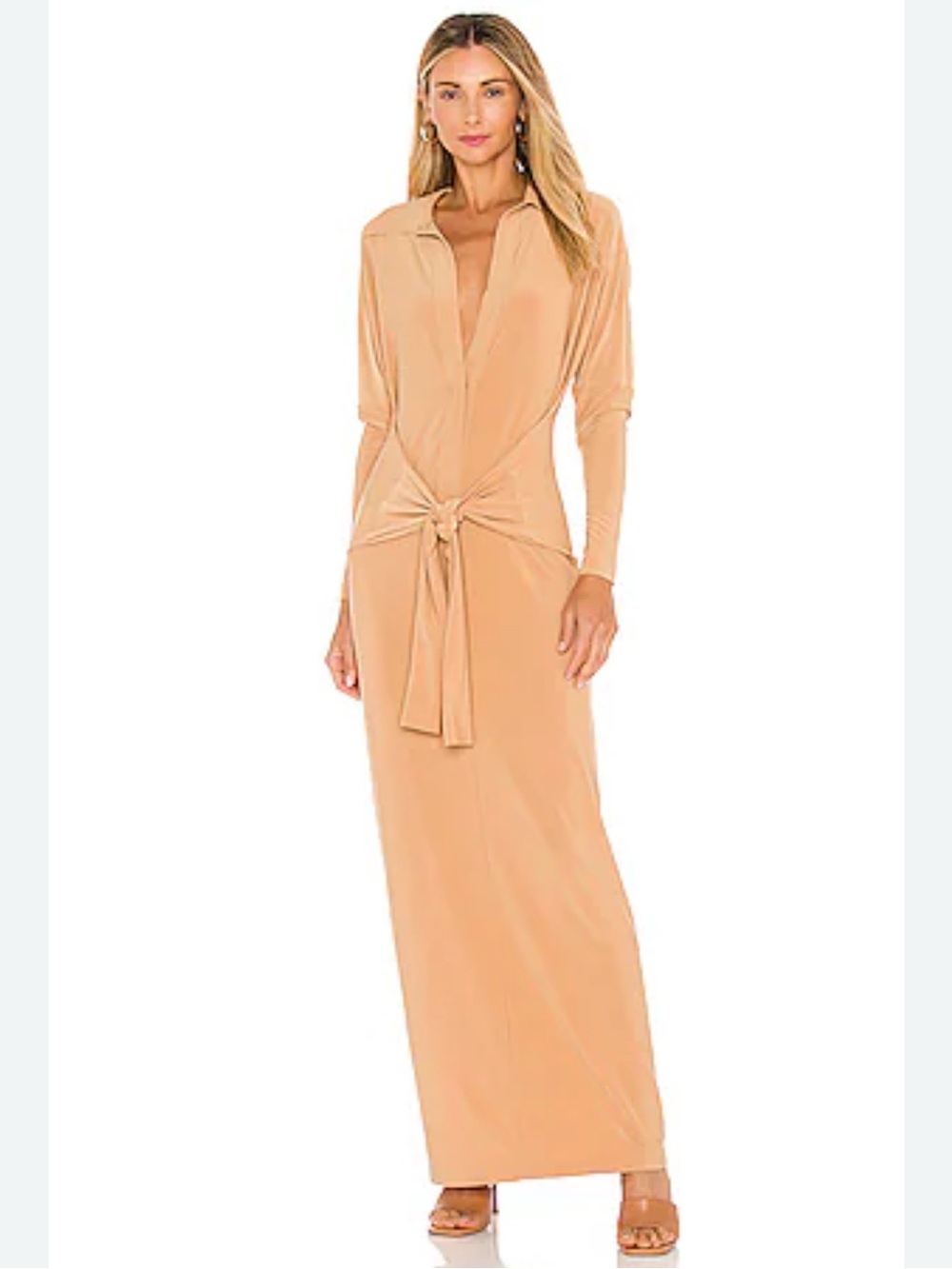 NORMA KAMALI Ty front shirt dress maxi size medium color nude
